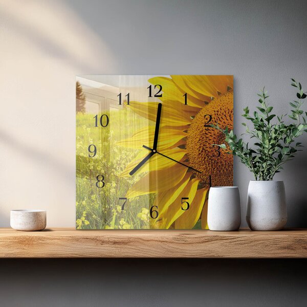 Skleněné hodiny na stěnu Slunečnice zskc-30x30-00176158