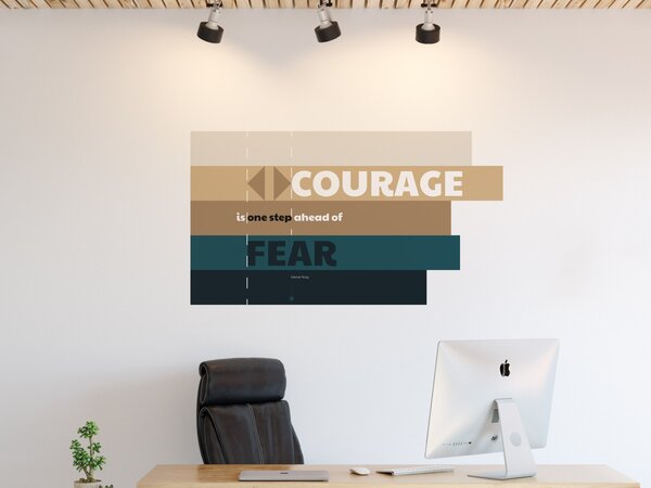 FUGU Courage brown - přelepovací plakát do kanceláře Rozměr: S: (š x v) 60 x 33 cm