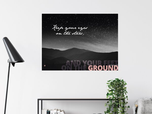FUGU Keep your eyes on the sky - přemístitelný plakát do kancelare grey Rozměr: L: (š x v) 134 x 100 cm