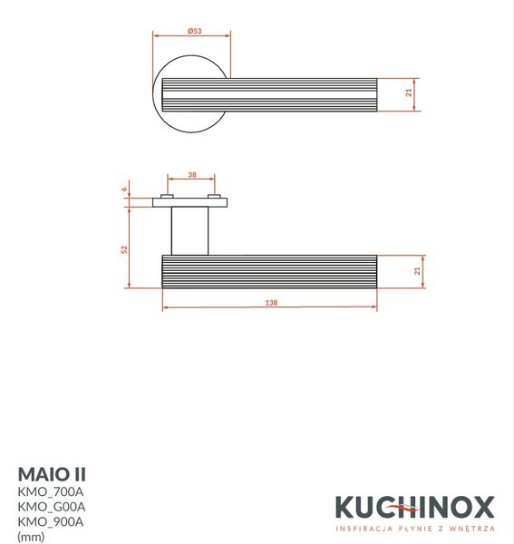 Kuchinox Maio II, klika na dveře, černá-zlatá matná, LAV-KMO_700A