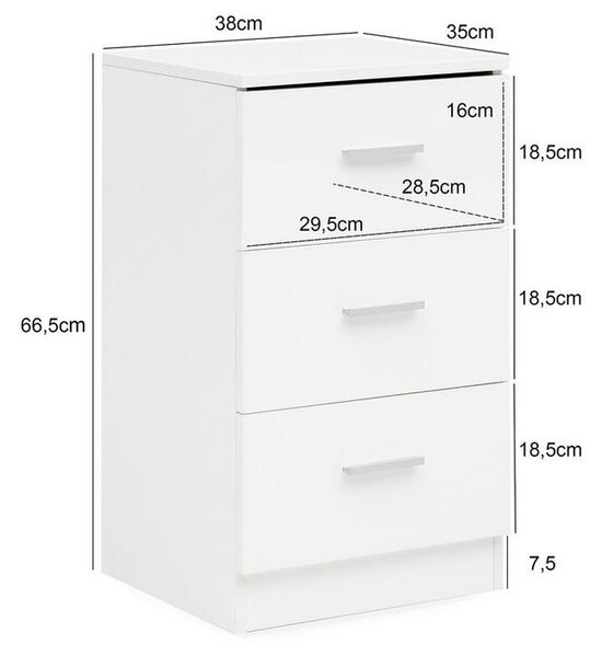 Noční stolek Nachtkästchen š: 38cm bílý