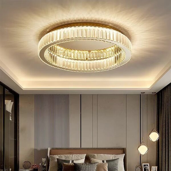 Toolight Toolight, LED stropní křišťálové svítidlo 39cm, 24W, 4000K, 1500lm, APP1719-C 40, zlatá lesklá, OSW-09300
