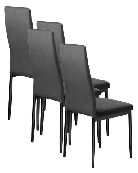FURNIFY® Sada 4 jídelních židlí HYGGE | Pohodlná sametová židle do kuchyně a jídelny | Černá barva