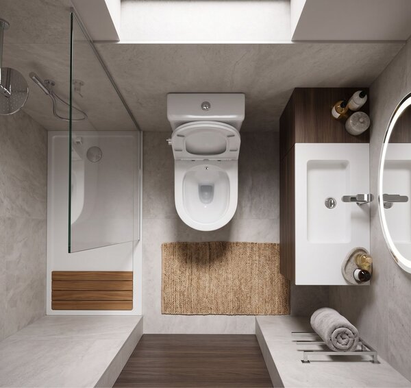 Erga Siena, WC kombi mísa 620x380x820 mm, Rimless + funkce bidetu + toaletní sedátko, bílá lesklá, ERG-V03-SIENA-RIM-BID-WH