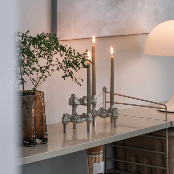 Designový svícen STOFF Nagel Quist Brushed Chrome – set 3 ks