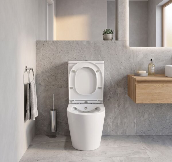 Erga Siena, WC kombi mísa 620x380x820 mm, Rimless + funkce bidetu + toaletní sedátko, bílá lesklá, ERG-V03-SIENA-RIM-BID-WH