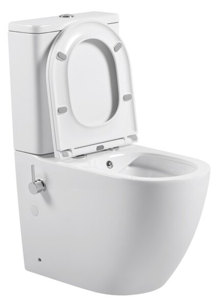 Erga Siena, WC kombi mísa 620x380x820 mm, Rimless + funkce bidetu + toaletní sedátko, bílá lesklá, ERG-V03-SIENA-RIM-BID-WH