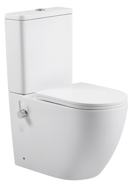 Erga Siena, WC kombi mísa 620x380x820 mm, Rimless + funkce bidetu + toaletní sedátko, bílá lesklá, ERG-V03-SIENA-RIM-BID-WH