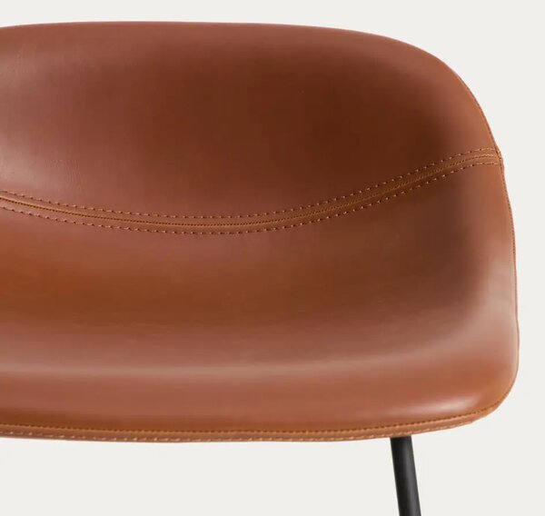 Kave Home Koňakově hnědá koženková barová židle Zahara 65 cm II
