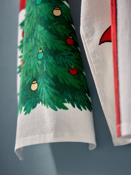 Sinsay - Bavlněné ručníky na ruce s vánočním motivem 2 pack - červená
