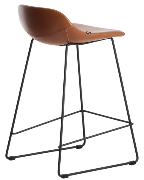 Kave Home Koňakově hnědá koženková barová židle Zahara 65 cm II