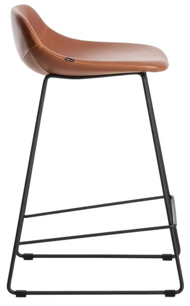 Kave Home Koňakově hnědá koženková barová židle Zahara 65 cm II