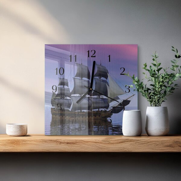 Skleněné hodiny na stěnu Plachtění zskc-30x30-00176179