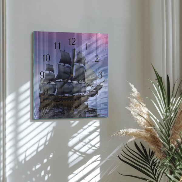 Skleněné hodiny na stěnu Plachtění zskc-30x30-00176179