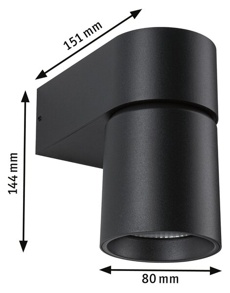 P 94820 LED venkovní nástěnné svítidlo Kimu IP44 80mm 3000K 8W 230V 70° antracit hliník - PAULMANN