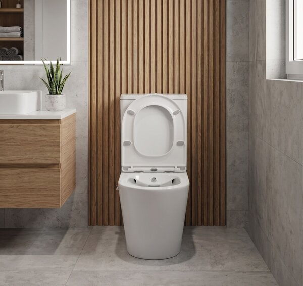 Erga Tina, WC kombi mísa 620x365x820 mm, Rimless + funkce bidetu + toaletní sedátko, bílá lesklá, ERG-V03-TINA-TO2-BID-WH
