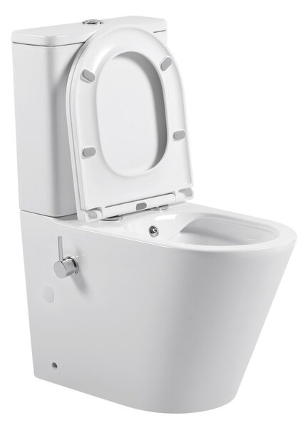 Erga Tina, WC kombi mísa 620x365x820 mm, Rimless + funkce bidetu + toaletní sedátko, bílá lesklá, ERG-V03-TINA-TO2-BID-WH