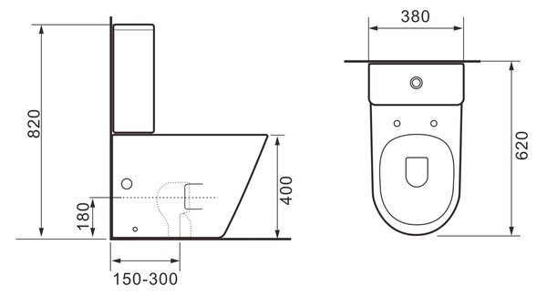 Erga Tina, WC kombi mísa 620x365x820 mm, Tornado 2.0 + toaletní sedátko, bílá lesklá, ERG-V03-TINA-TO2-WH