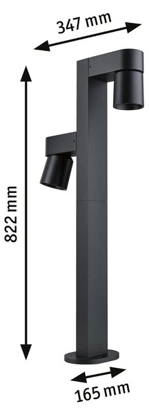 P 94824 LED stojací svítidlo Kimu IP44 822mm 3000K 2x8W / 230V 70° antracit hliník - PAULMANN