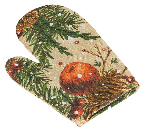 BELLATEX Kuchyňská chňapka vánoční Zelená, Béžová, Oranžová 28x18 cm