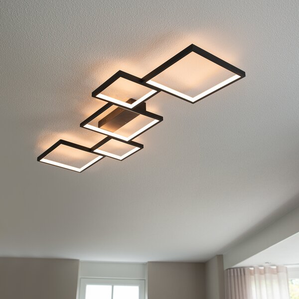 Stropní lampa černá vč. LED 3-stupňový stmívač 5 světel - Lejo