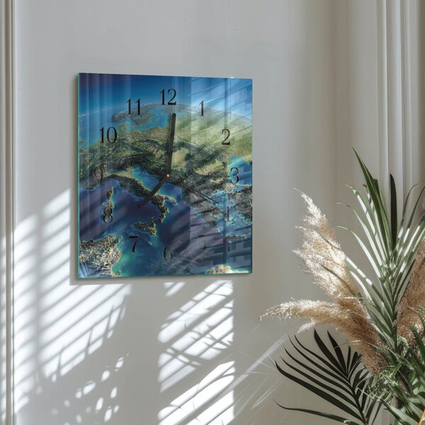 Skleněné hodiny na stěnu Země zskc-30x30-00176188