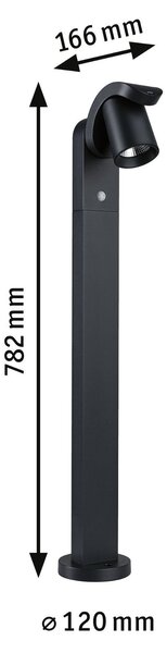 P 94831 LED stojací svítidlo Cuff pohybové čidlo IP44 782mm 3000K 10W 230V 70° antracit hliník - PAULMANN