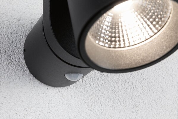 P 94830 LED venkovní nástěnné svítidlo Cuff pohybové čidlo IP44 76x217mm 3000K 10W 230V 70° antracit hliník - PAULMANN