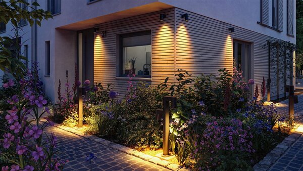 P 94825 LED stojací svítidlo Kimu neláká hmyz IP44 822mm 2200K 2x7,8W / 230V 70° antracit hliník - PAULMANN