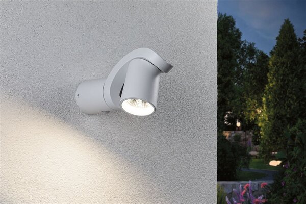 P 94832 LED venkovní nástěnné svítidlo Cuff pohybové čidlo IP44 76x217mm 3000K 10W 230V 70° bílá hliník - PAULMANN