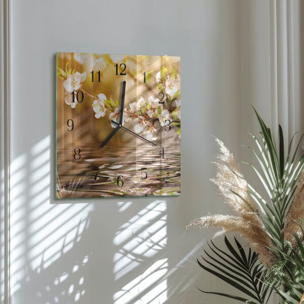 Skleněné hodiny na stěnu Květiny zskc-30x30-00176192
