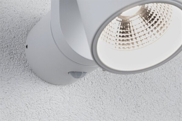 P 94832 LED venkovní nástěnné svítidlo Cuff pohybové čidlo IP44 76x217mm 3000K 10W 230V 70° bílá hliník - PAULMANN