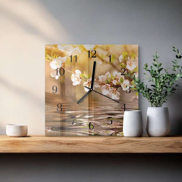 Skleněné hodiny na stěnu Květiny zskc-30x30-00176192