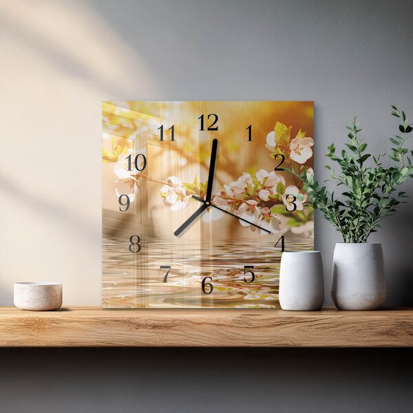 Skleněné hodiny na stěnu Květiny zskc-30x30-00176193
