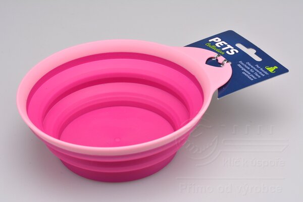 PETS Skládací silikonová miska na pro psy a kočky - Růžová (15x5,5cm)