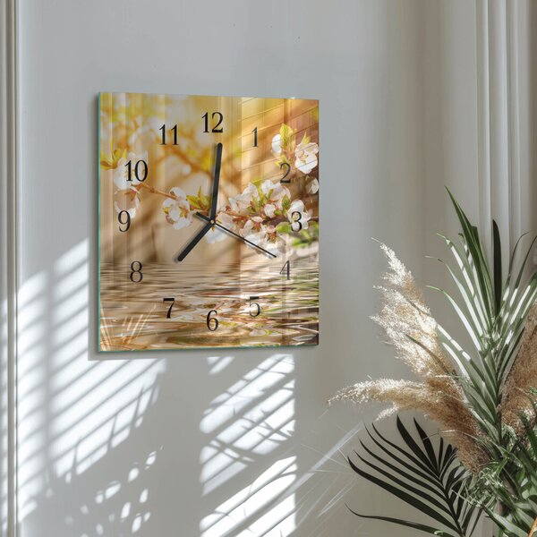 Skleněné hodiny na stěnu Květiny zskc-30x30-00176193