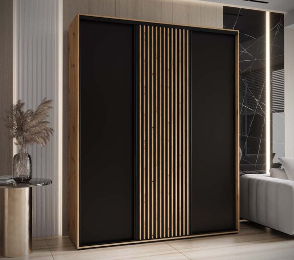 Šatní skříň s posuvnými dveřmi Lanko - 200 cm Barva: Dub Artisan