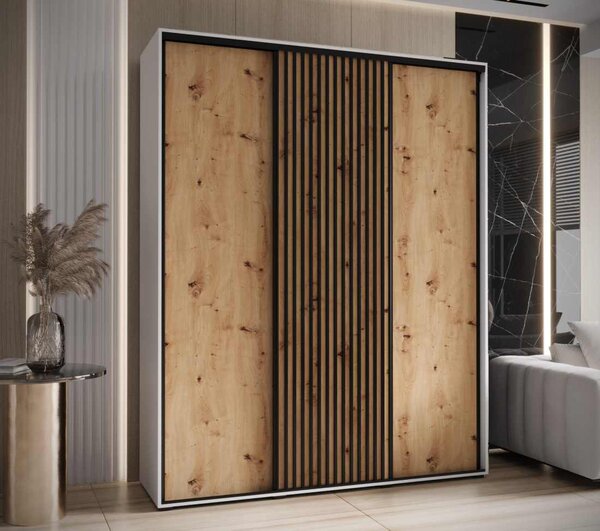Šatní skříň s posuvnými dveřmi Lanko - 200 cm Barva: Dub Artisan