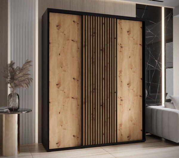Šatní skříň s posuvnými dveřmi Lanko - 200 cm Barva: Dub Artisan