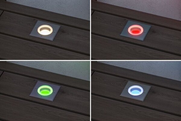 P 94846 LED zemní svítidlo Smart Home Zigbee 3.0 Floor IP67 hranaté 110x110mm RGBW+ 4,9W 230V kov kartáčovaný hliník - PAULMANN