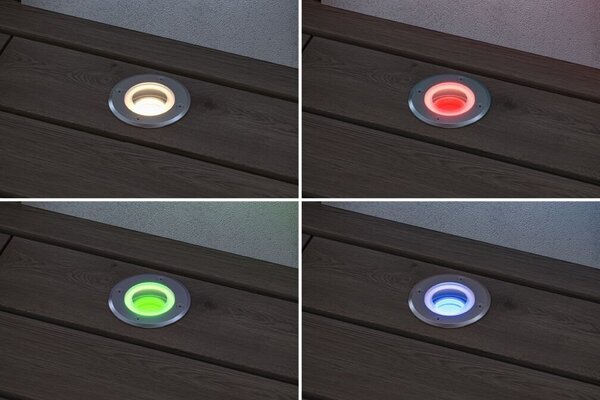 P 94845 LED zemní svítidlo Smart Home Zigbee 3.0 Floor IP67 kruhové 110mm RGBW+ 4,9W 230V kov kartáčovaný hliník - PAULMANN