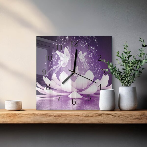 Skleněné hodiny na stěnu Květ zskc-30x30-00176198