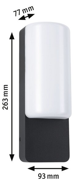 P 94850 LED venkovní nástěnné svítidlo Bonnie IP44 93x77mm 3000K 8,5W 230V antracit hliník - PAULMANN