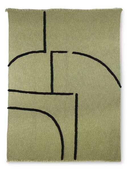 Zelený pléd /přehoz s třásněmi Tufted lines - 130*170 cm - HKLIVING