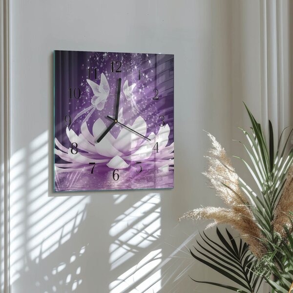 Skleněné hodiny na stěnu Květ zskc-30x30-00176198