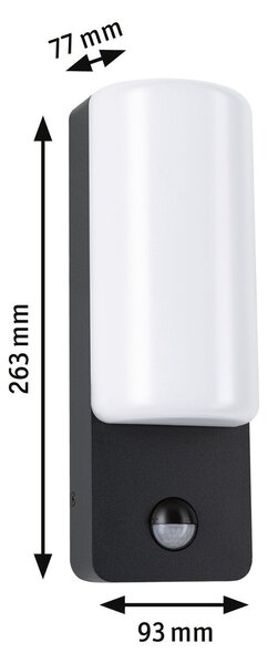 P 94851 LED venkovní nástěnné svítidlo Bonnie pohybové čidlo IP44 93x77mm 3000K 8,5W 230V antracit hliník - PAULMANN
