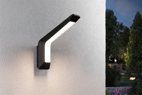 P 94857 LED venkovní nástěnné svítidlo Merano pohybové čidlo HF senzor IP44 90x328mm 3000K 14W 230V antracit hliník - PAULMANN