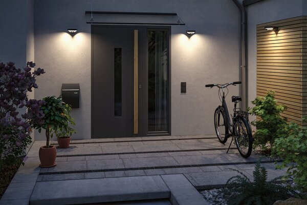 P 94855 Solární LED venkovní nástěnné svítidlo Bordola pohybové čidlo IP44 180x211mm 3000K 3,5W antracit umělá hmota - PAULMANN