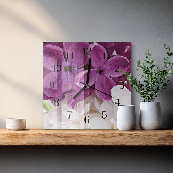 Skleněné hodiny na stěnu Květiny zskc-30x30-00176210