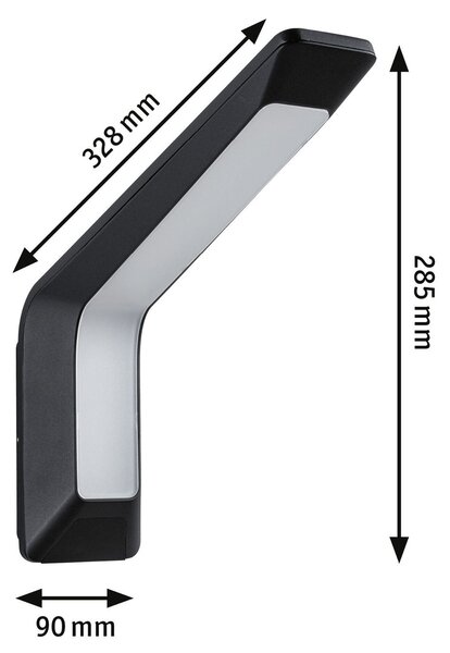 P 94857 LED venkovní nástěnné svítidlo Merano pohybové čidlo HF senzor IP44 90x328mm 3000K 14W 230V antracit hliník - PAULMANN
